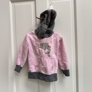 Doodle Pants 3T Pink & Gray Girls Narwhal Horn Hooded Sweatshirt